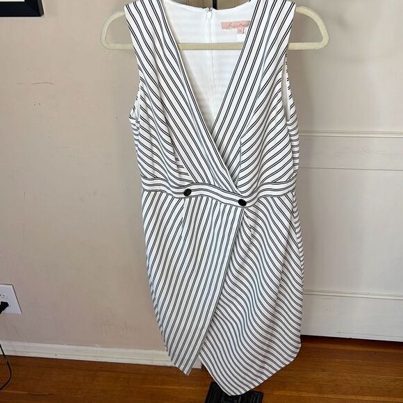 Hutch Dixie Sheath Dress Striped Sleeveless Size XXL White/Black VNeck - Picture 2 of 8